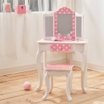 Masuta de toaleta copii cu 3 oglinzi, sertar si scaun Roz-Alb - Vanity Table and Stool  Masuta de toaleta copii cu 3 oglinzi, sertar si scaun Roz-Alb - Vanity Table and Stool